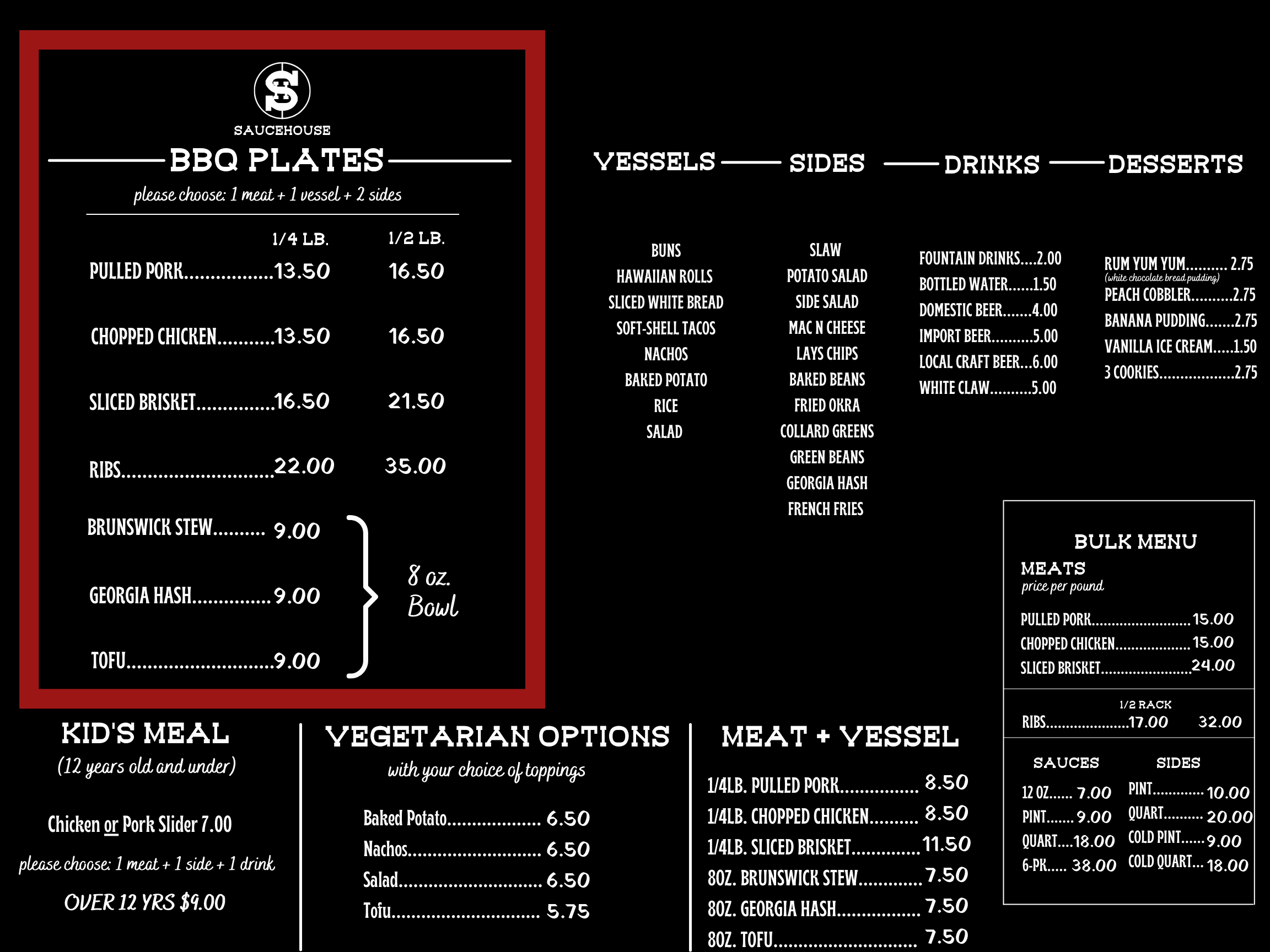 Saucehouse RestaurantBar Menus